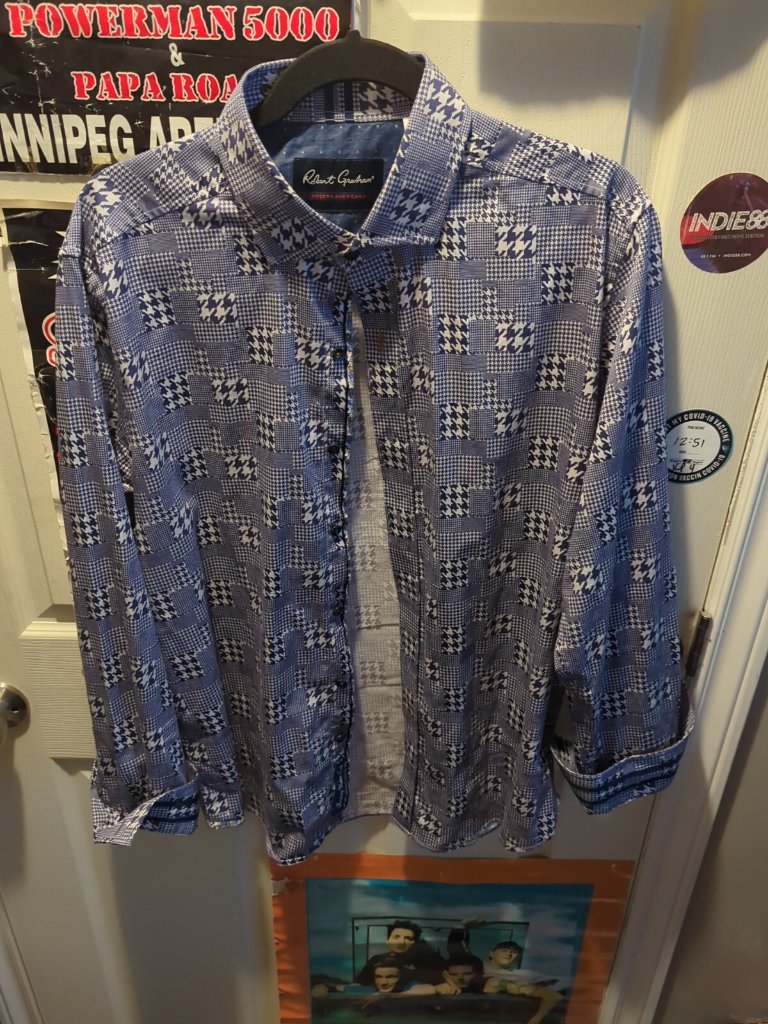 Robert Graham Modern Americana Mens Tailored Fit Shirt Xl Blue Houndstooth